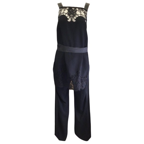 GIVENCHY BLACK LACE DETAIL CREPE JUMPSUIT - Picture 1 of 4